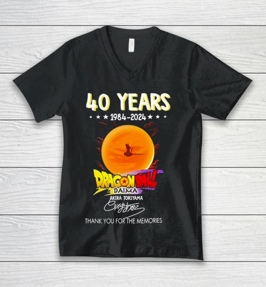 Akira Toriyama Dragon Ball Z Daima 40 Years 1984 2024 Thank You For The Memories Signature Unisex V-Neck T-Shirt