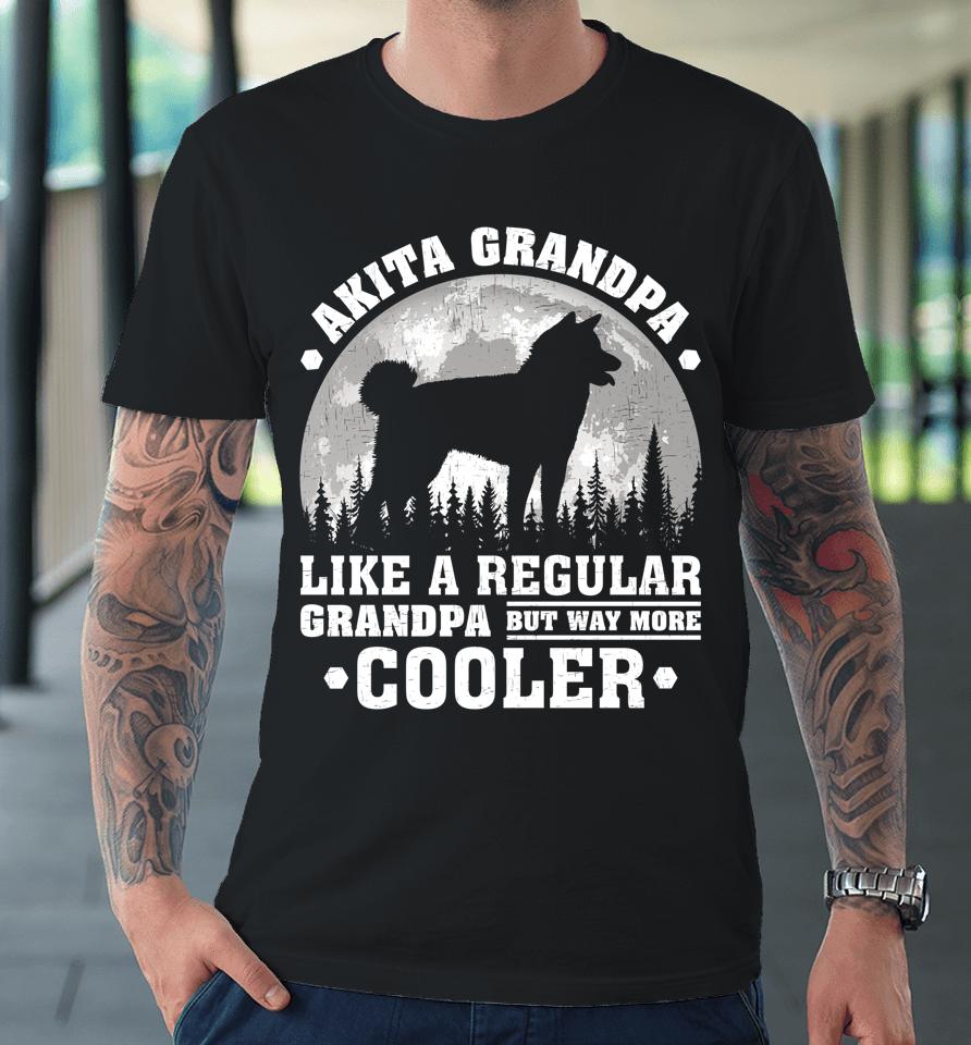 Akita Grandpa Funny Moon Vintage Akita Dog Father's Day Premium T-Shirt