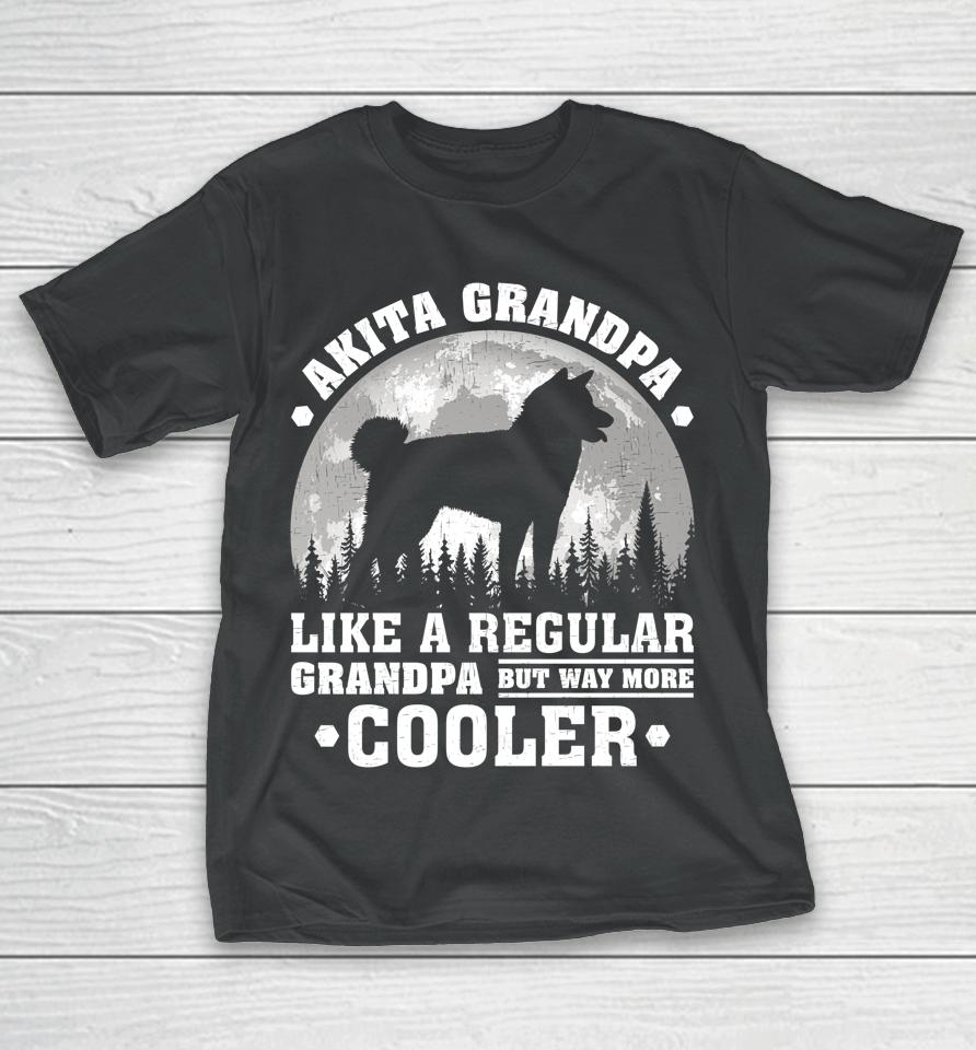 Akita Grandpa Funny Moon Vintage Akita Dog Father's Day T-Shirt