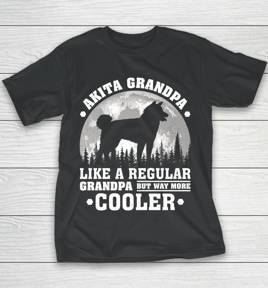Akita Grandpa Funny Moon Vintage Akita Dog Father's Day Youth T-Shirt