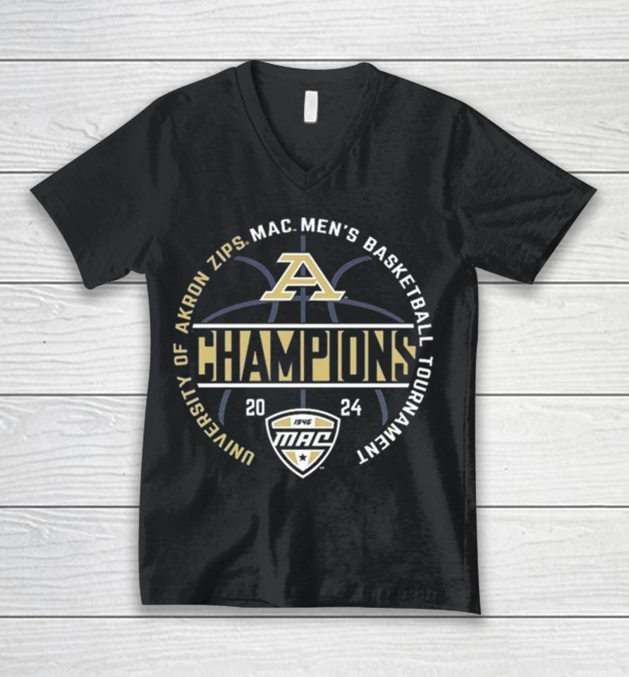 Akron Zips 2024 Mac Men’s Basketball Conference Tournament Champions Unisex V-Neck T-Shirt