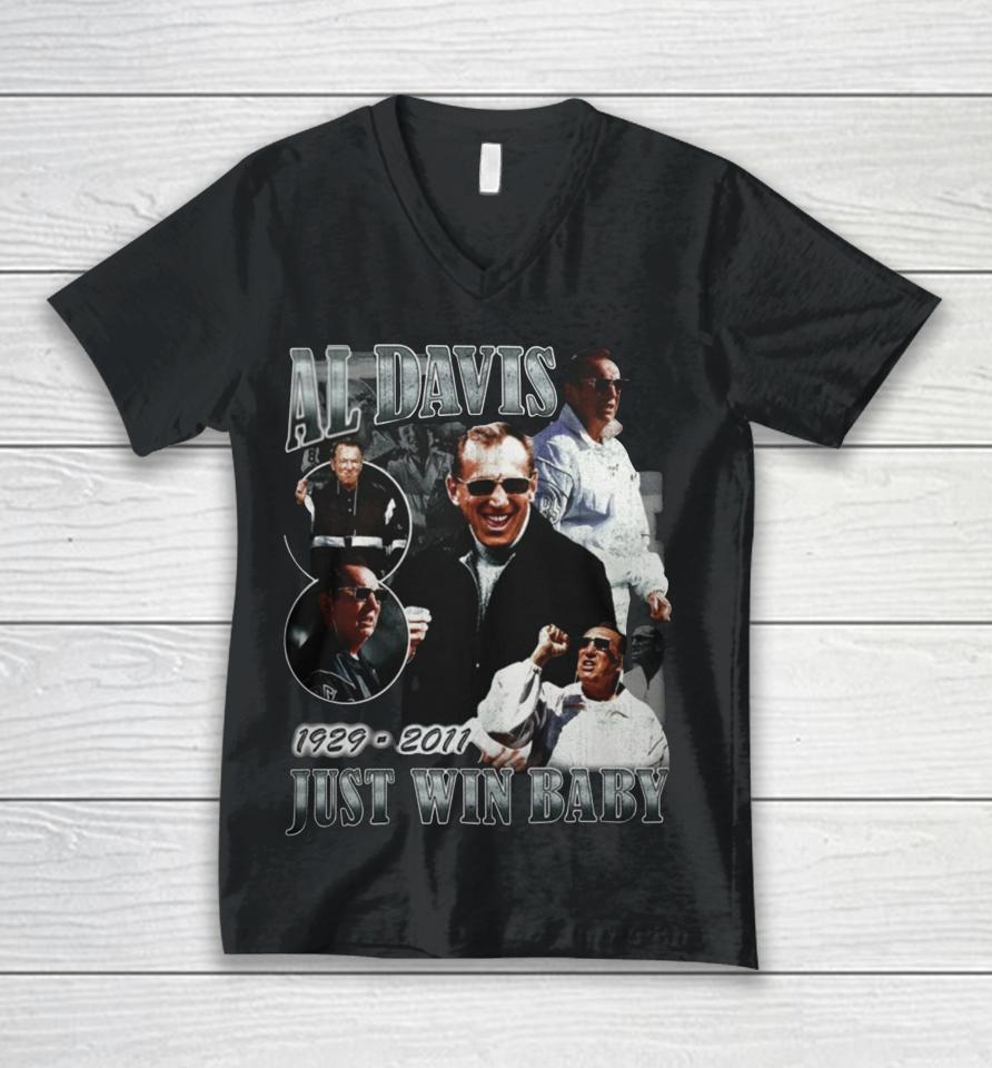 Al Davis 1929-2011 Just Win Baby Unisex V-Neck T-Shirt