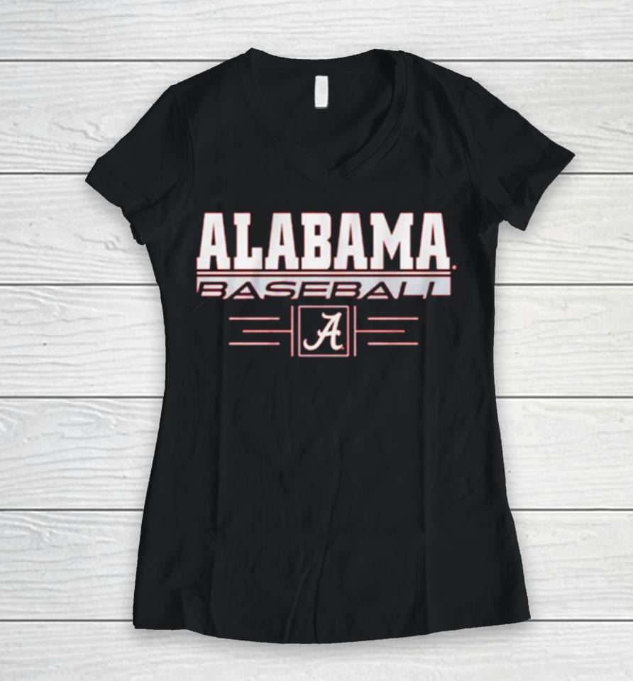 Alabama Baseball Stack University Of Alabama Logo Women V-Neck T-Shirt