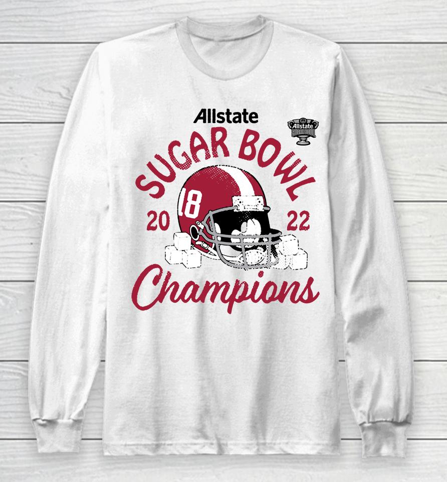 Alabama Crimson Football 2022 Sugar Bowl Champions Helmet Long Sleeve T-Shirt