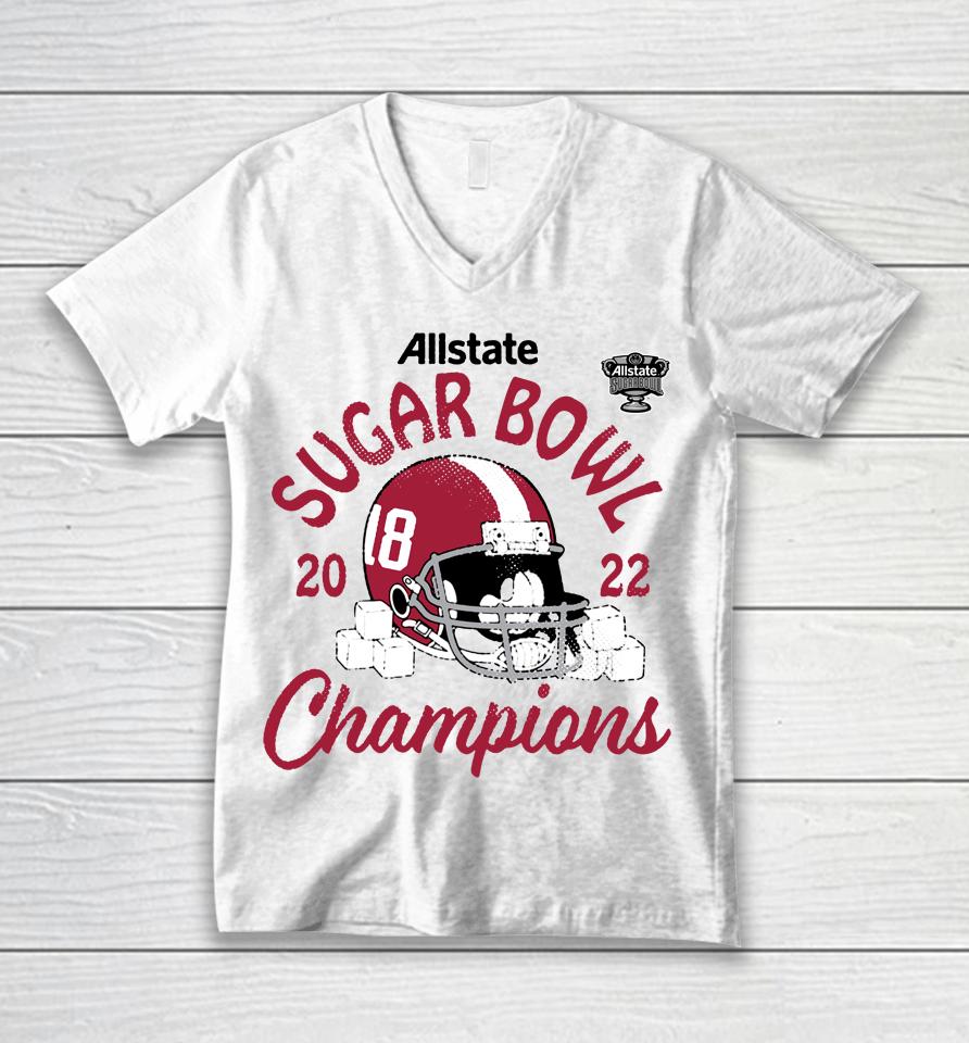 Alabama Crimson Football 2022 Sugar Bowl Champions Helmet Unisex V-Neck T-Shirt