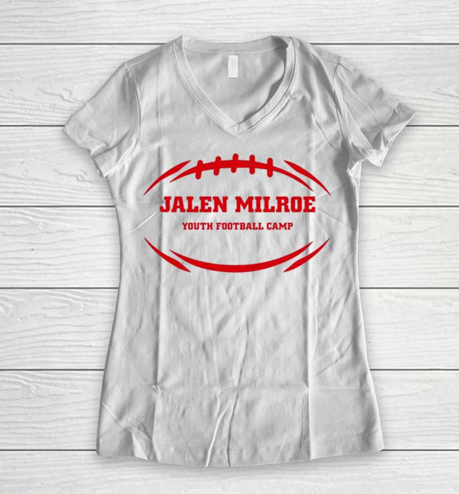 Alabama Crimson Jalen Milroe Youth Football Camp Women V-Neck T-Shirt