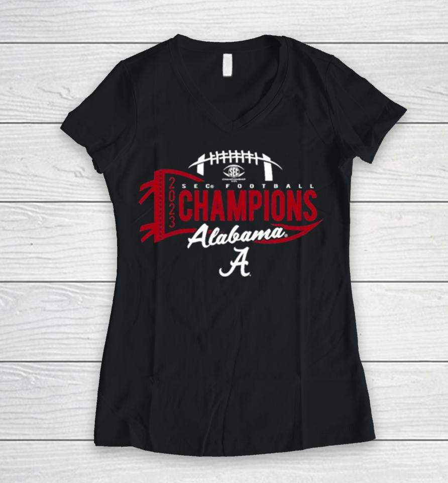 Alabama Crimson Tide 2023 Sec Football Conference Champions Women V-Neck T-Shirt