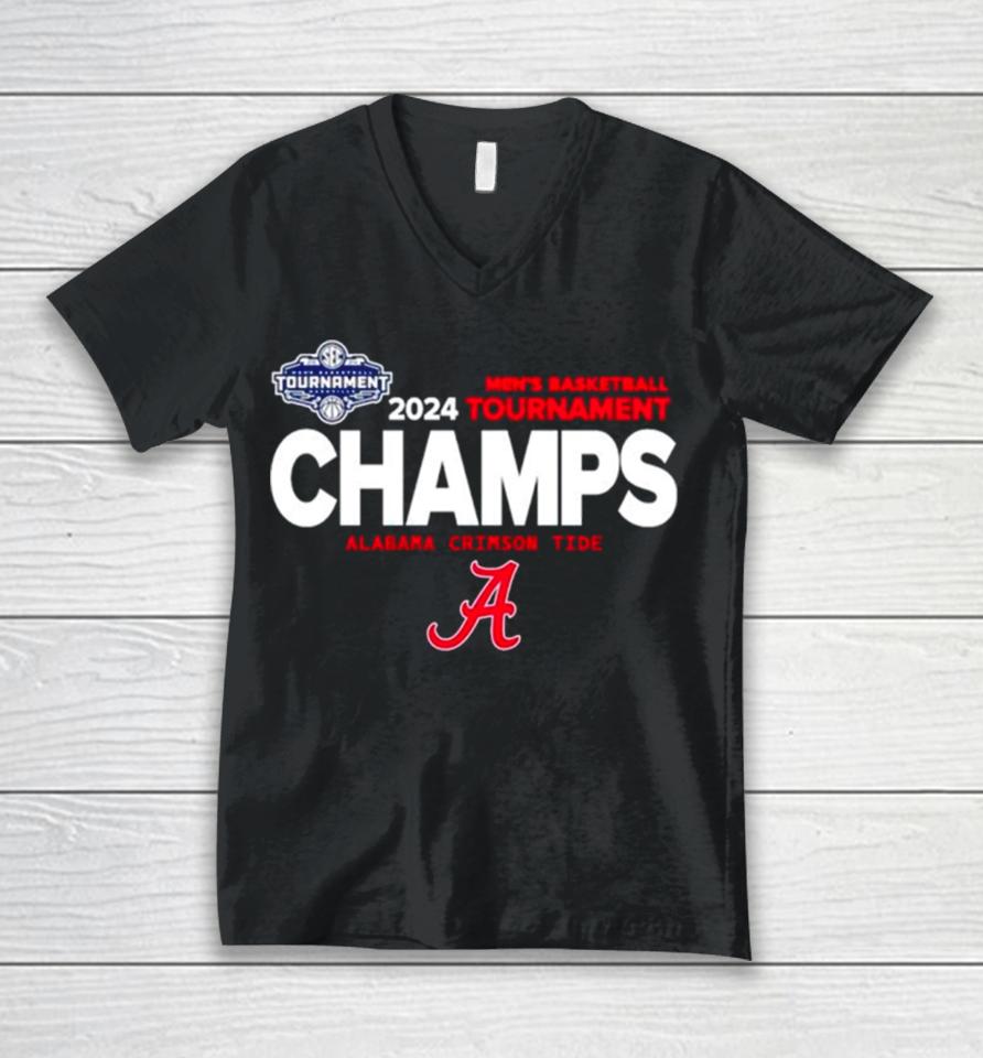 Alabama Crimson Tide 2024 Men’s Basketball Tournament Champs Unisex V-Neck T-Shirt