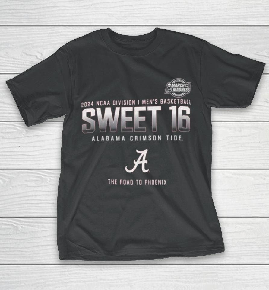 Alabama Crimson Tide 2024 Ncaa Division I Men’s Basketball Sweet 16 The Road To Phoenix T-Shirt