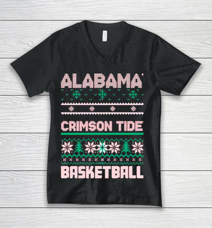Alabama Crimson Tide Basketball Ugly Christmas Unisex V-Neck T-Shirt