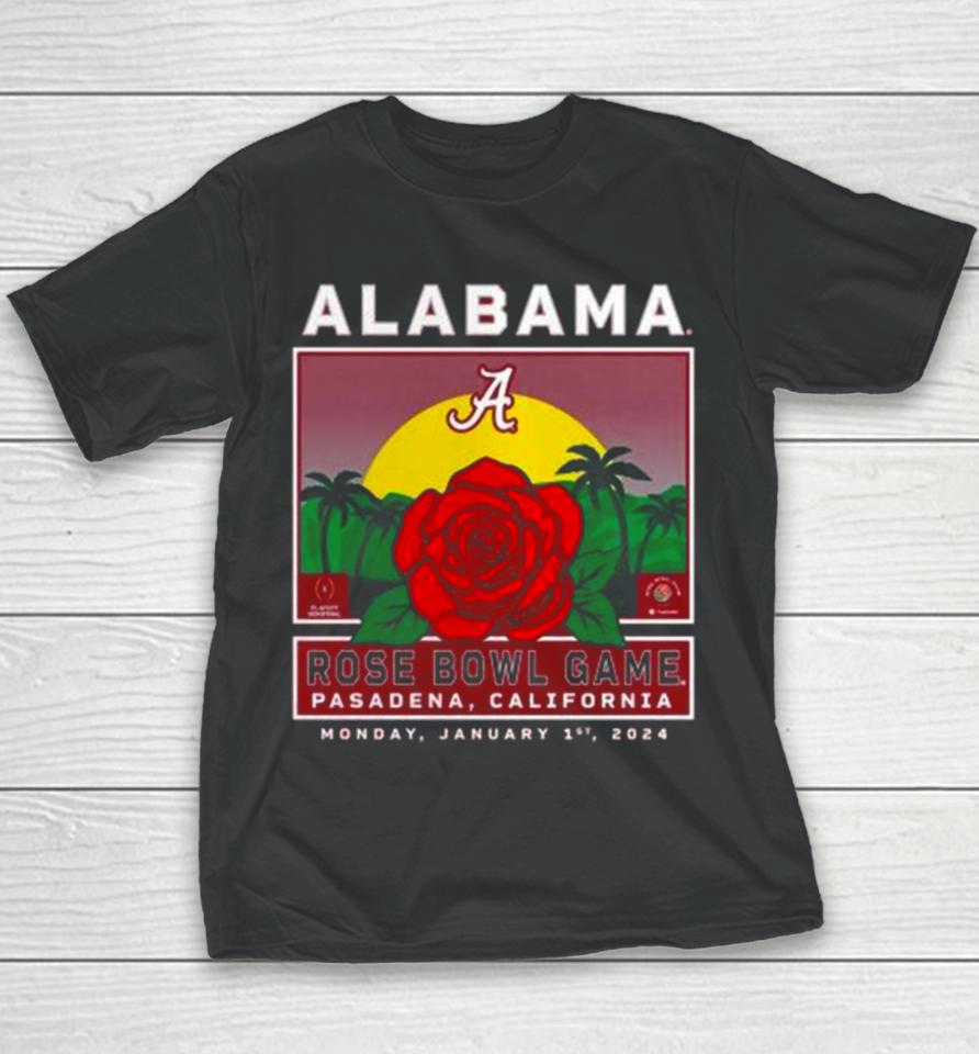 Alabama Crimson Tide College Football Playoff 2024 Rose Bowl Youth T-Shirt