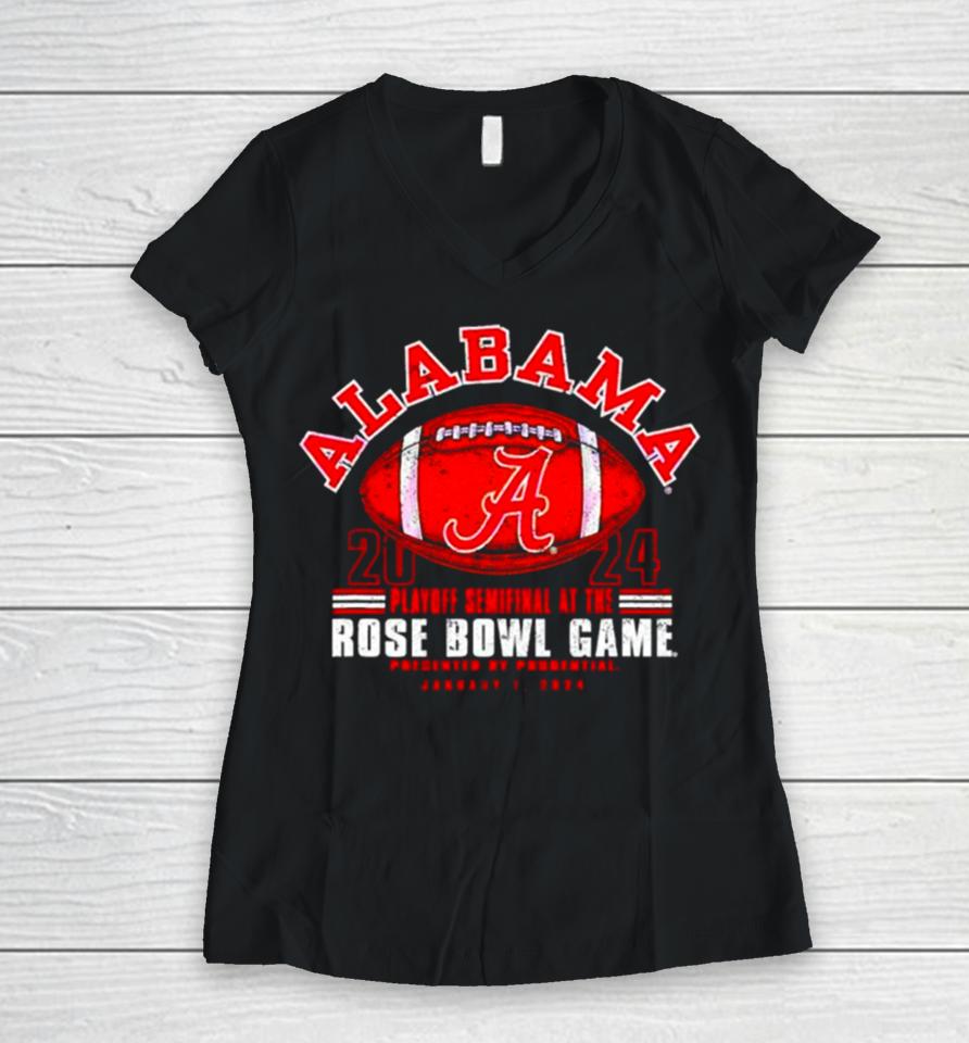 Alabama Crimson Tide Football 2024 Playoff Rose Bowl Women V-Neck T-Shirt