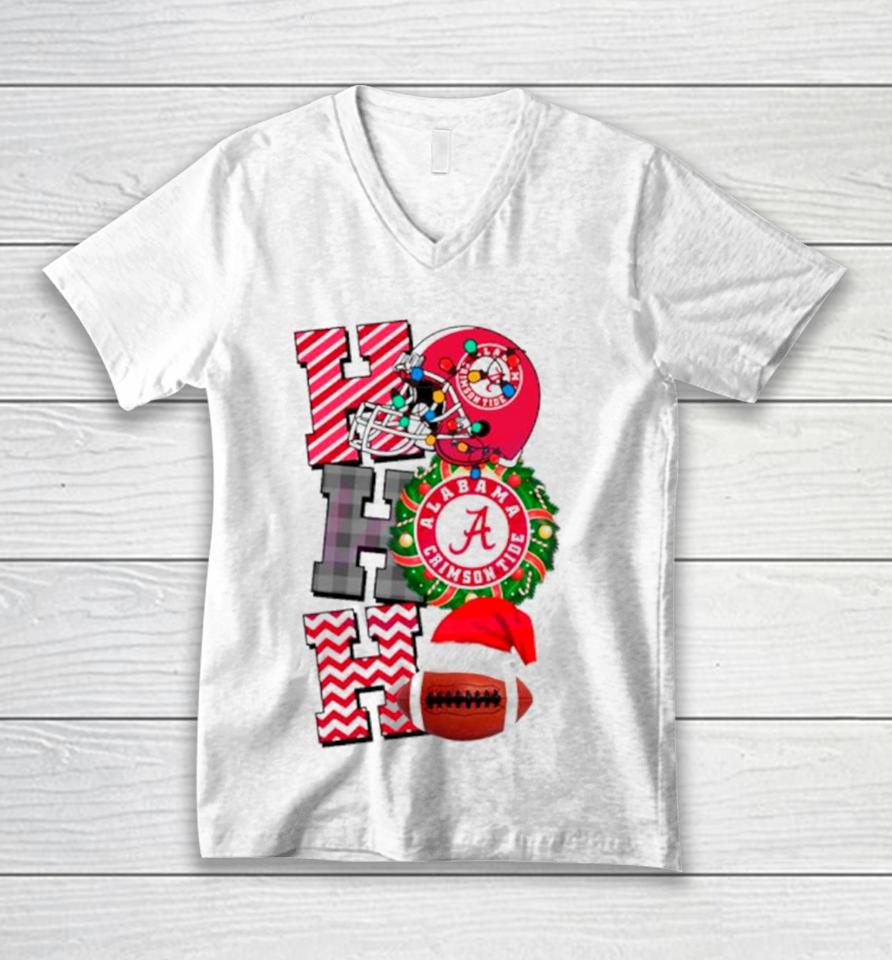 Alabama Crimson Tide Football Christmas Ho Ho Ho Unisex V-Neck T-Shirt