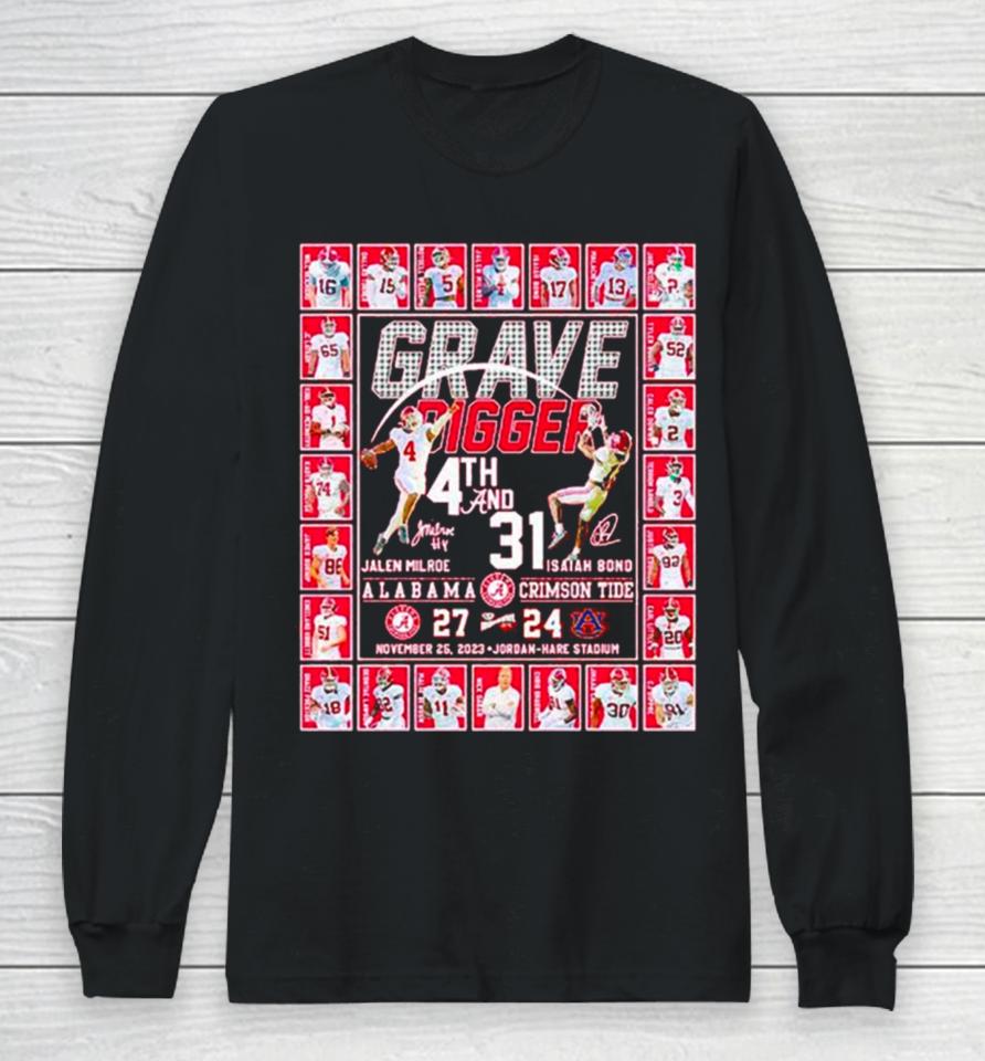 Alabama Crimson Tide Grave Digger 4Th And 31 Football Signature Long Sleeve T-Shirt