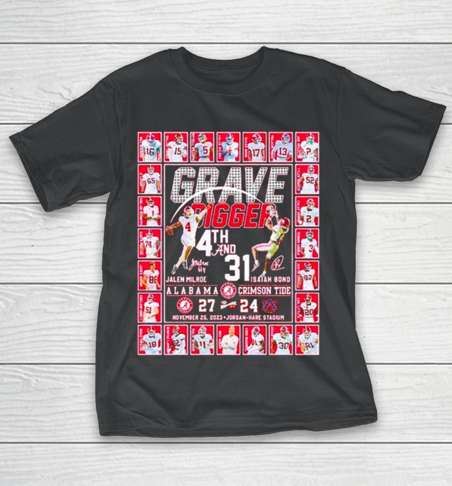 Alabama Crimson Tide Grave Digger 4Th And 31 Football Signature T-Shirt
