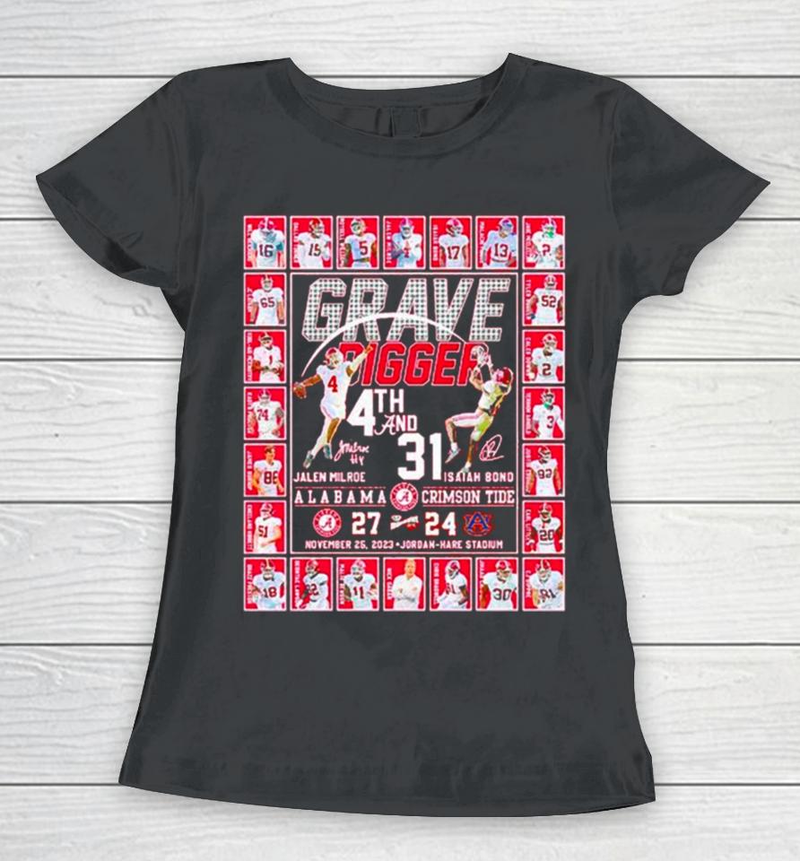 Alabama Crimson Tide Grave Digger 4Th And 31 Football Signature Women T-Shirt