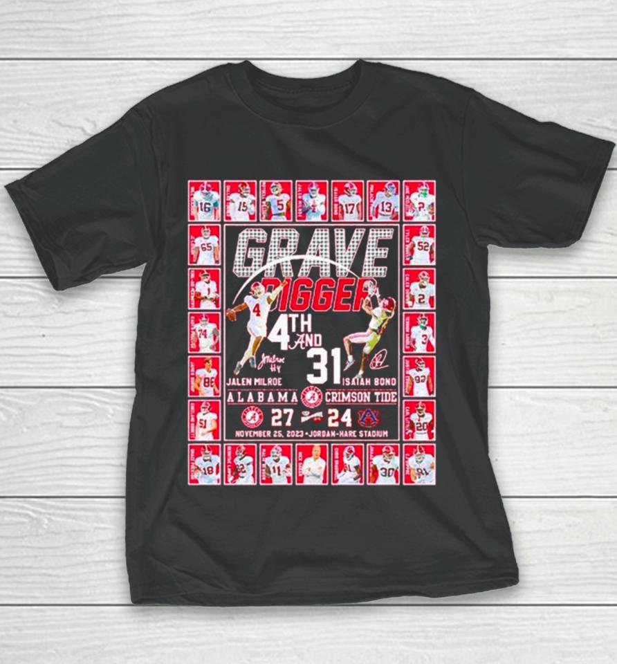 Alabama Crimson Tide Grave Digger 4Th And 31 Football Signature Youth T-Shirt