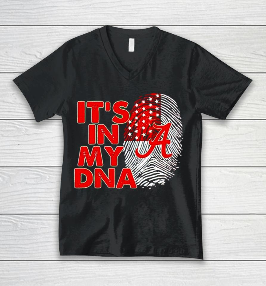 Alabama Crimson Tide It’s In My Dna Fingerprint Unisex V-Neck T-Shirt