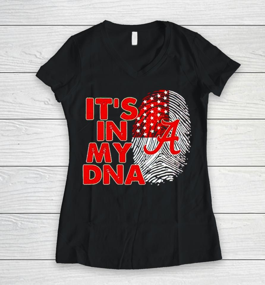 Alabama Crimson Tide It’s In My Dna Fingerprint Women V-Neck T-Shirt