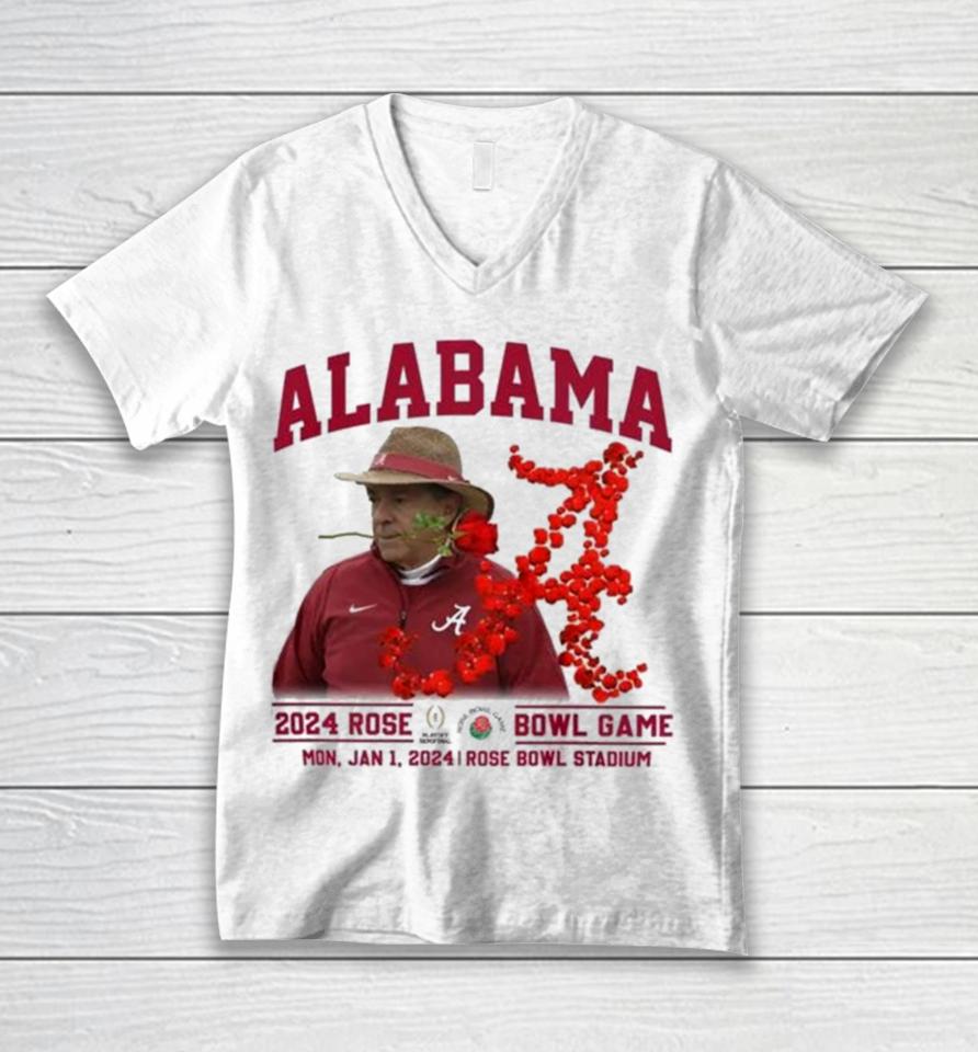 Alabama Crimson Tide Nick Saban Rose Bowl 2024 Cfp Football Semifinal Unisex V-Neck T-Shirt