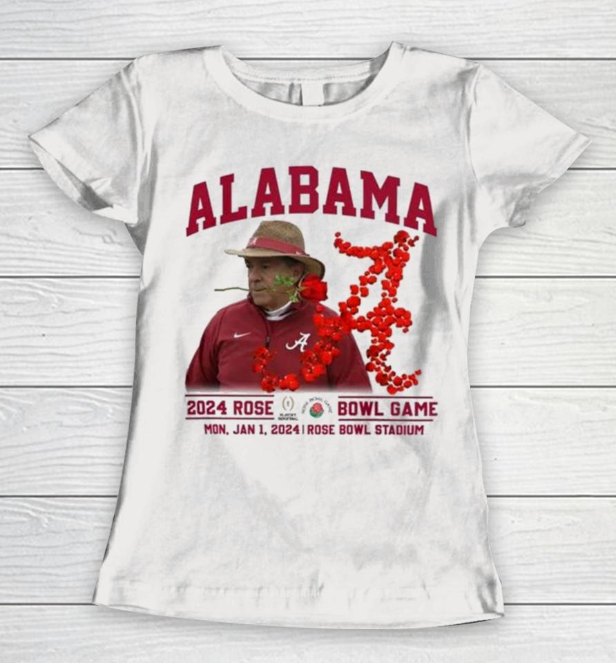 Alabama Crimson Tide Nick Saban Rose Bowl 2024 Cfp Football Semifinal Women T-Shirt