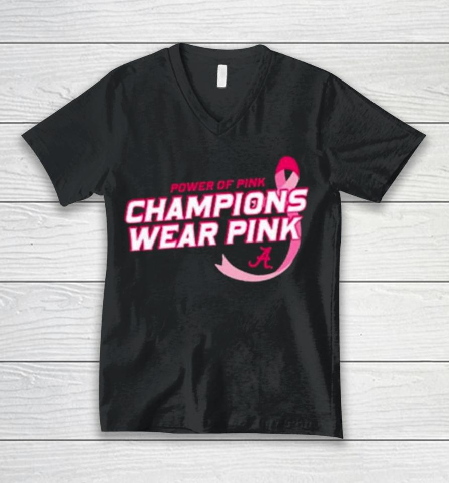 Alabama Crimson Tide Power Of Pink Breast Cancer Unisex V-Neck T-Shirt