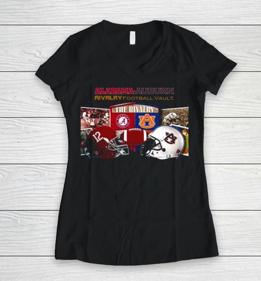 Alabama Crimson Tide Vs Auburn Tigers Rivalry Football Vault 2023 Women V-Neck T-Shirt