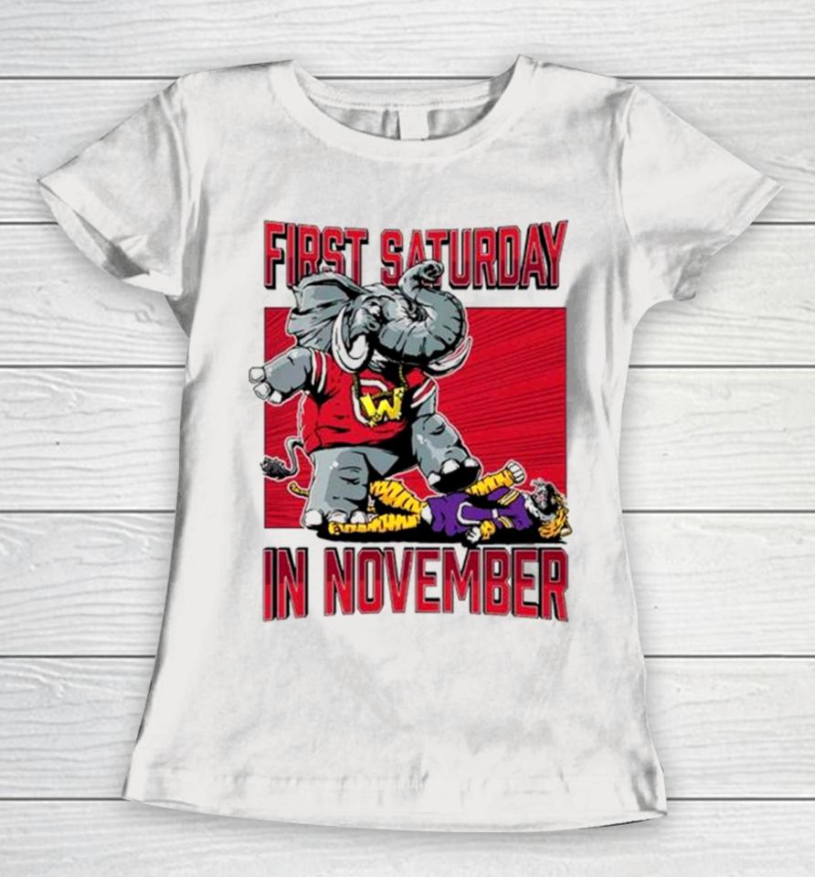 Alabama Crimson Tide Vs Lsu Tigers First Saturday Women T-Shirt