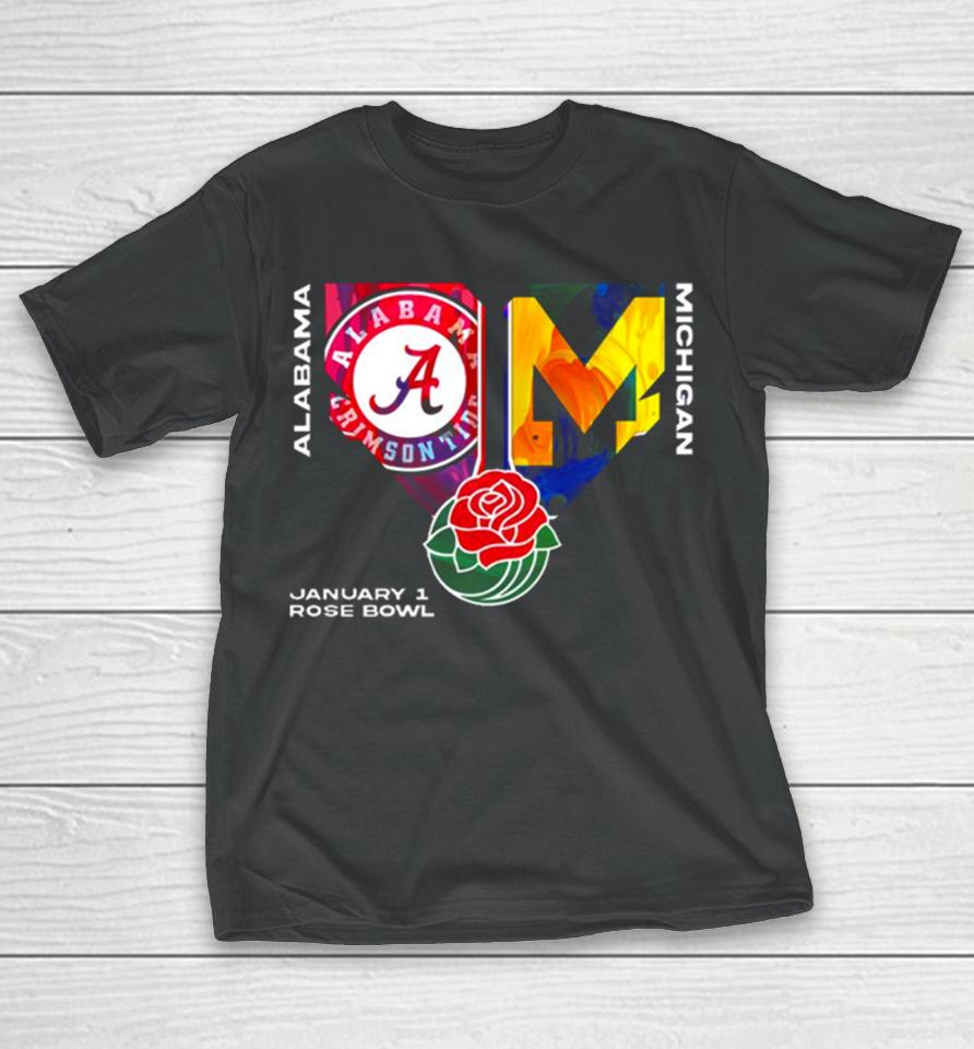Alabama Crimson Tide Vs Michigan Wolverines College Football Playoff January 1 2024 Rose Bowl Roll Tide T-Shirt