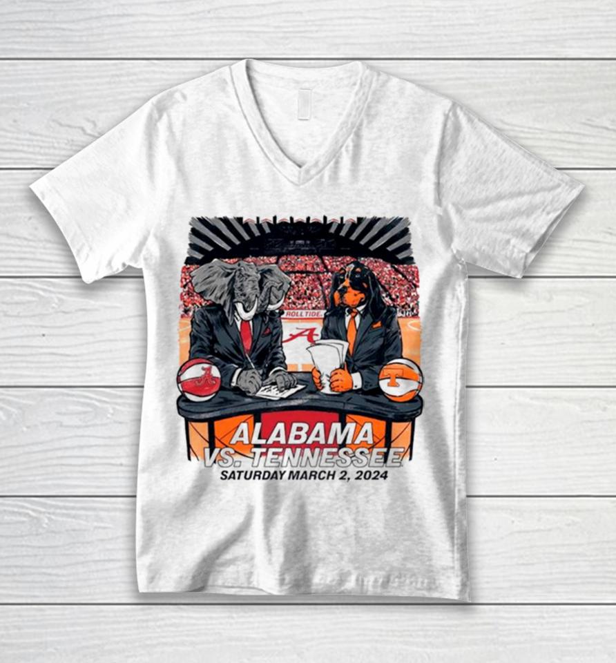 Alabama Crimson Tide Vs Tennessee Volunteers Saturday March 2 2024 Unisex V-Neck T-Shirt