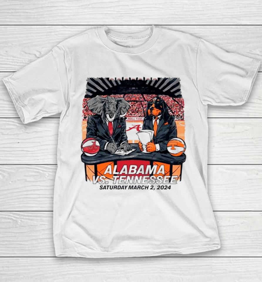 Alabama Crimson Tide Vs Tennessee Volunteers Saturday March 2 2024 Youth T-Shirt