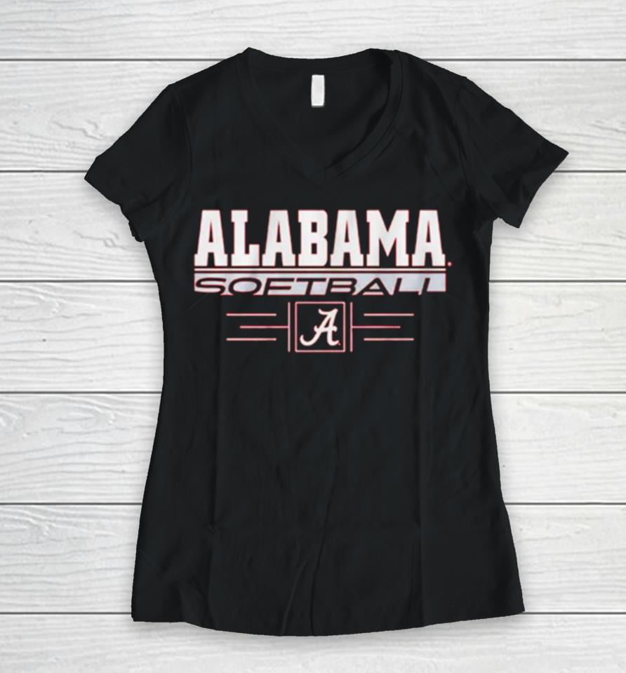 Alabama Softball Stack University Of Alabama Logo Women V-Neck T-Shirt