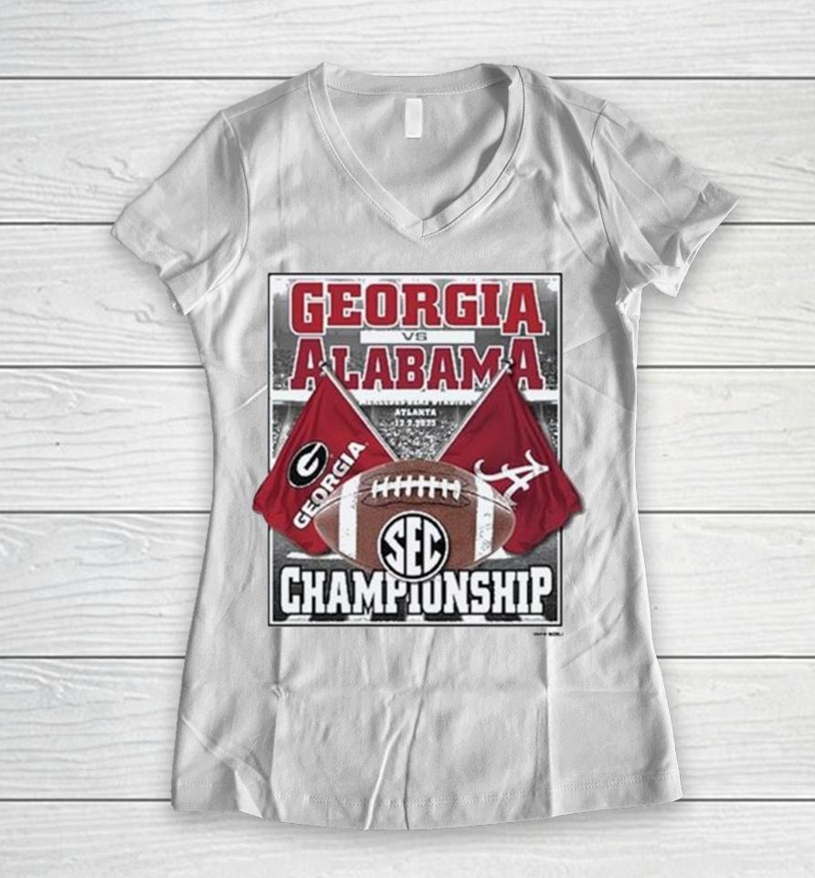 Alabama Vs Georgia 2023 Sec Football Championship Women V-Neck T-Shirt