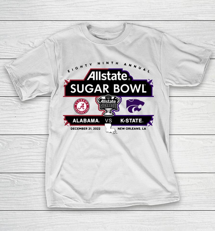 Alabama Vs K-State Allstate Sugar Bowl 89Th Annual Sugar Bowl Matchup Grey T-Shirt