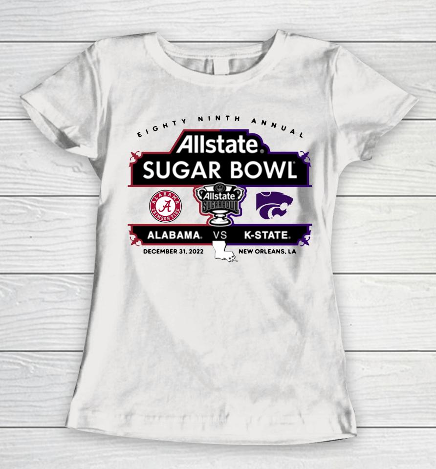Alabama Vs K-State Allstate Sugar Bowl 89Th Annual Sugar Bowl Matchup Grey Women T-Shirt