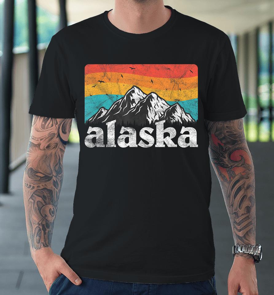 Alaska Ak Retro 70S 80S Mountains Nature Distressed Premium T-Shirt