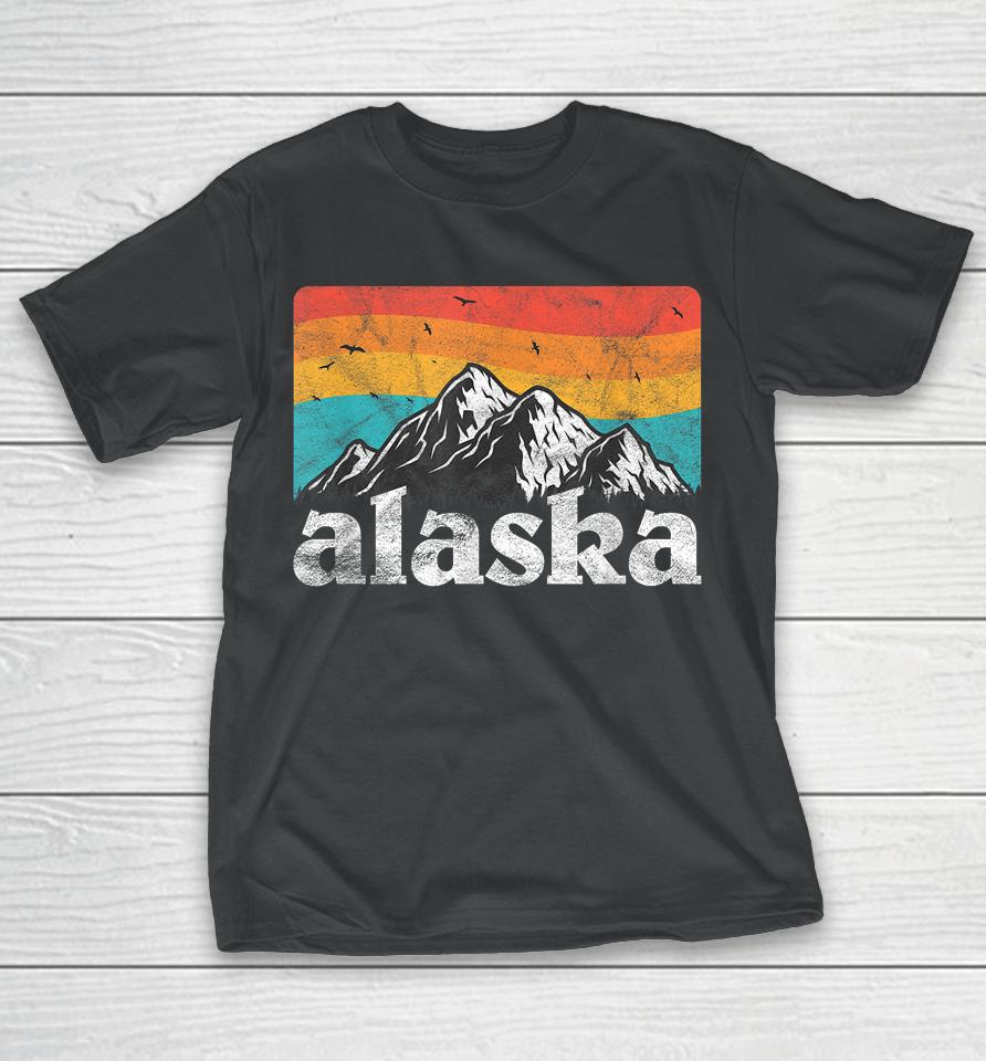 Alaska Ak Retro 70S 80S Mountains Nature Distressed T-Shirt