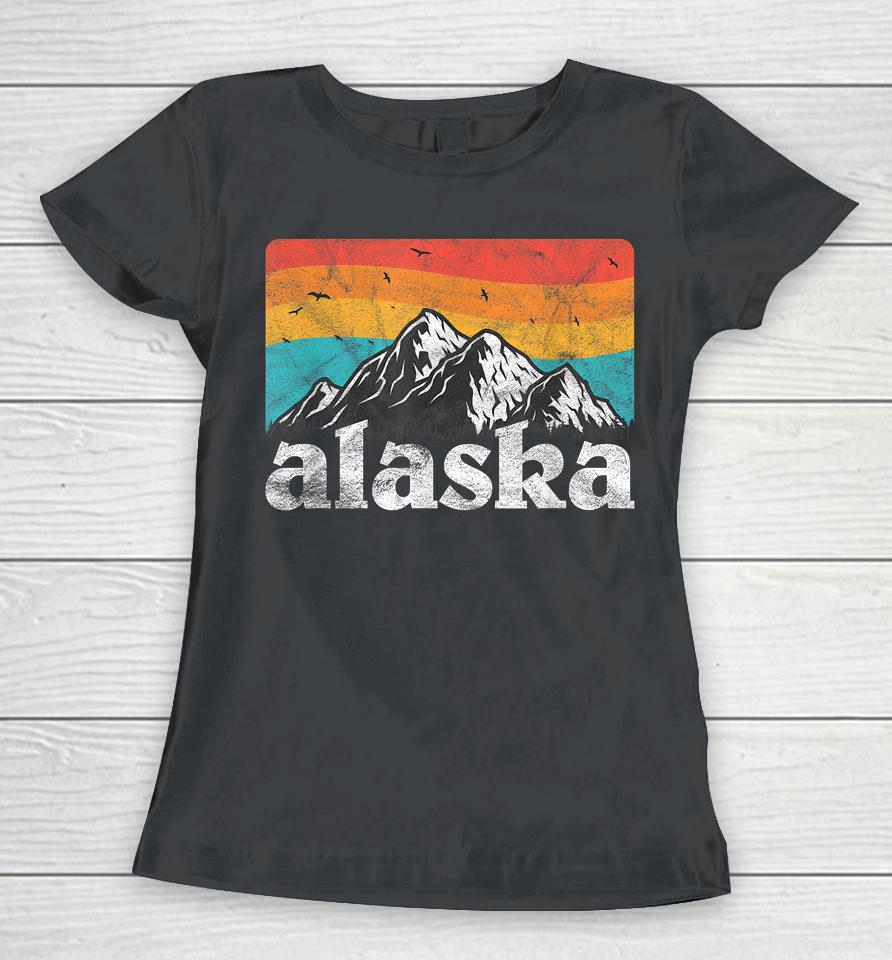 Alaska Ak Retro 70S 80S Mountains Nature Distressed Women T-Shirt
