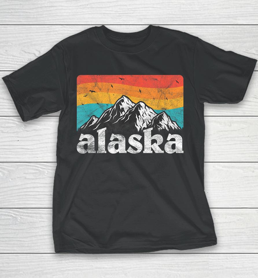 Alaska Ak Retro 70S 80S Mountains Nature Distressed Youth T-Shirt