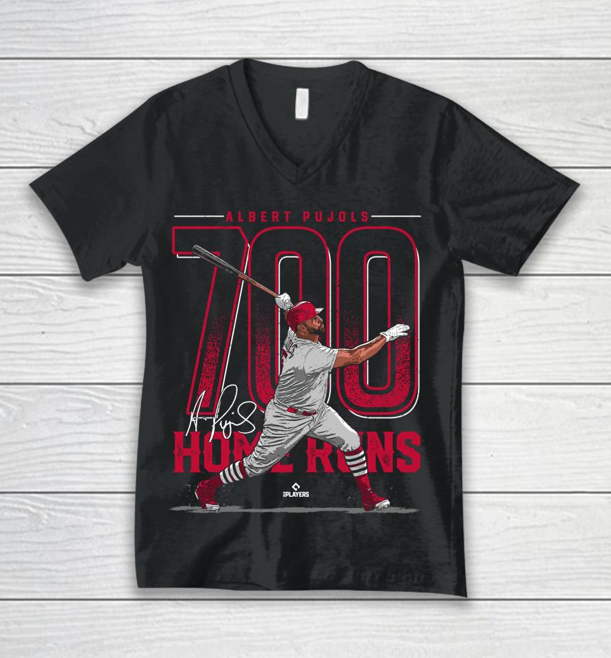 Albert Pujols 700 Home Runs Albert Pujols St Louis Mlbpa Unisex V-Neck T-Shirt