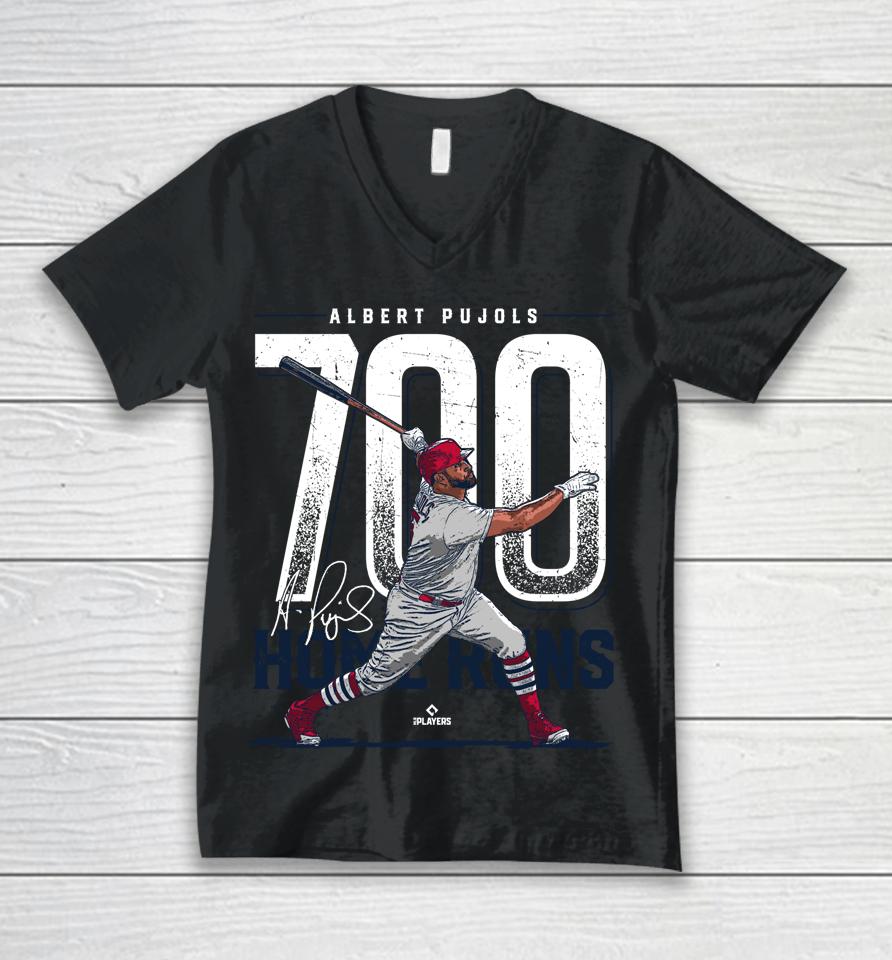 Albert Pujols 700 Home Runs Albert Pujols St Louis Mlbpa Unisex V-Neck T-Shirt