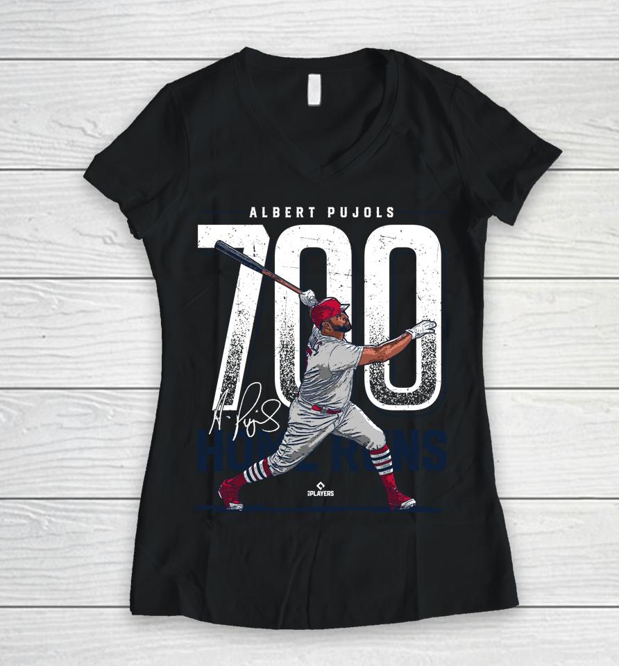 Albert Pujols 700 Home Runs Albert Pujols St Louis Mlbpa Women V-Neck T-Shirt