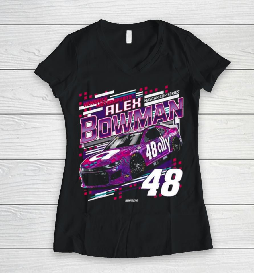 Alex Bowman Hendrick Motorsports Team Collection Black Draft Women V-Neck T-Shirt