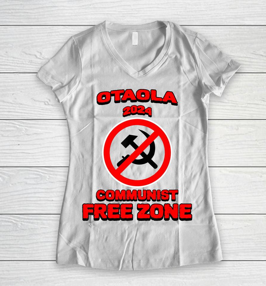 Alex Otaola Alcalde 2024 Communist Free Zone Women V-Neck T-Shirt