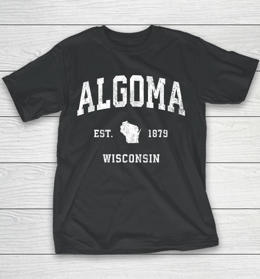 Algoma Wisconsin Wi Vintage Athletic Sports Design Youth T-Shirt