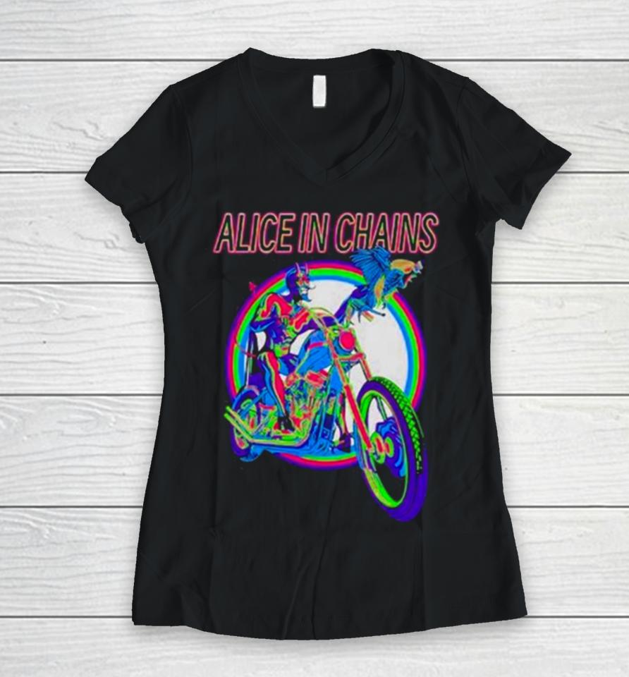Alice In Chains Devil Bike Women V-Neck T-Shirt