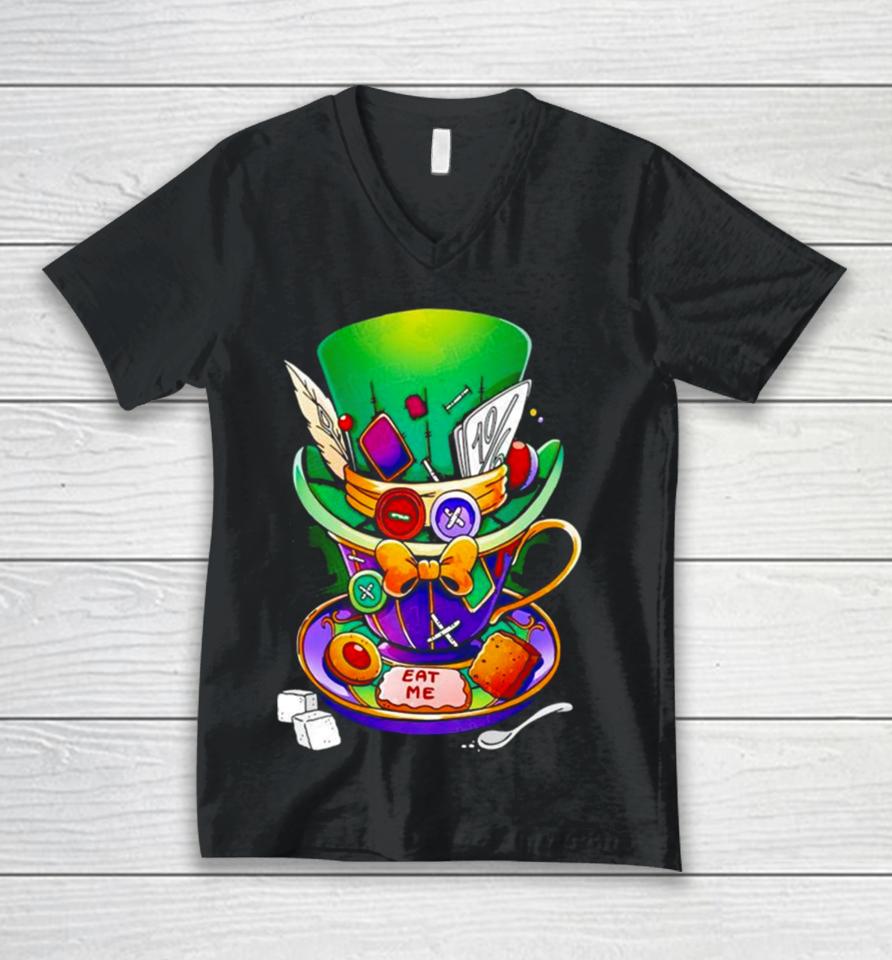 Alice In Wonderland Mad Hatter Mug Unisex V-Neck T-Shirt