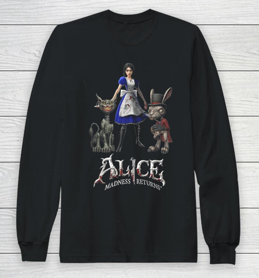 Alice Madness Returns Alice Liddell Cheshire Cat White Rabbit Long Sleeve T-Shirt