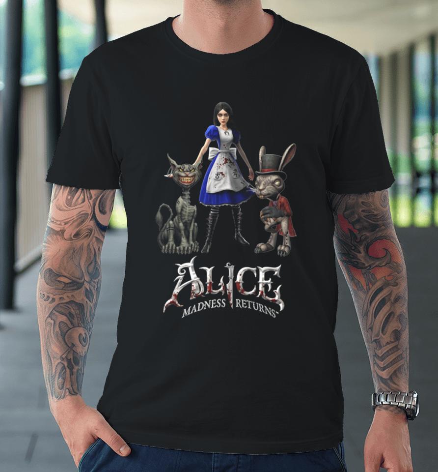 Alice Madness Returns Alice Liddell Cheshire Cat White Rabbit Premium T-Shirt