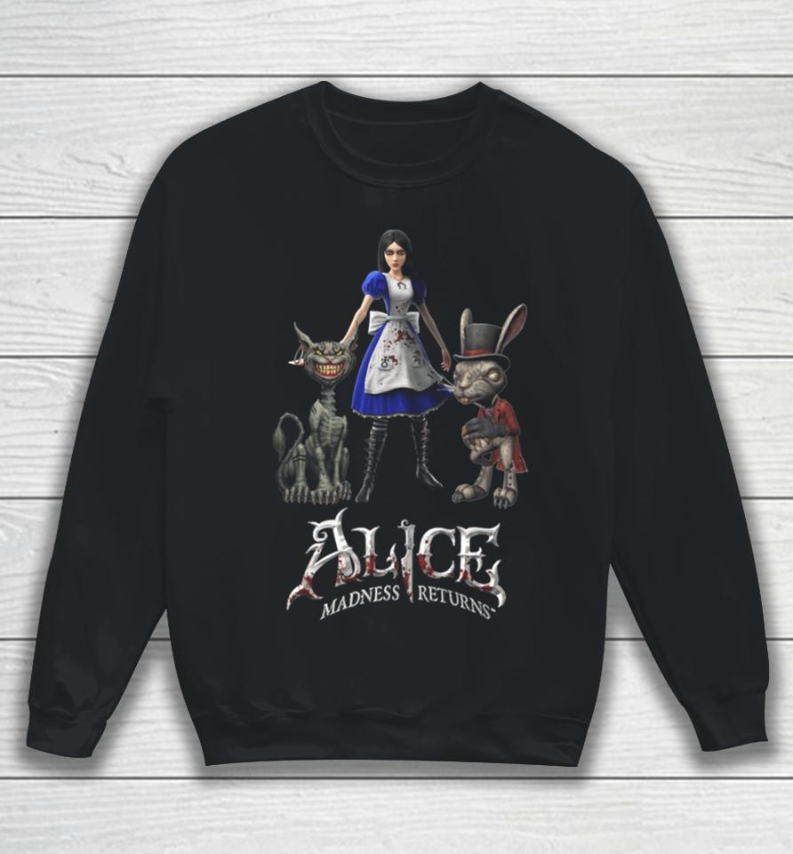 Alice Madness Returns Alice Liddell Cheshire Cat White Rabbit Sweatshirt